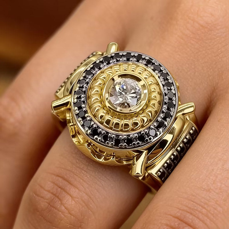 Noble 4 ctw Round Cut White & Black Gemstone Three Colorways Engagement Ring -JOSHINY