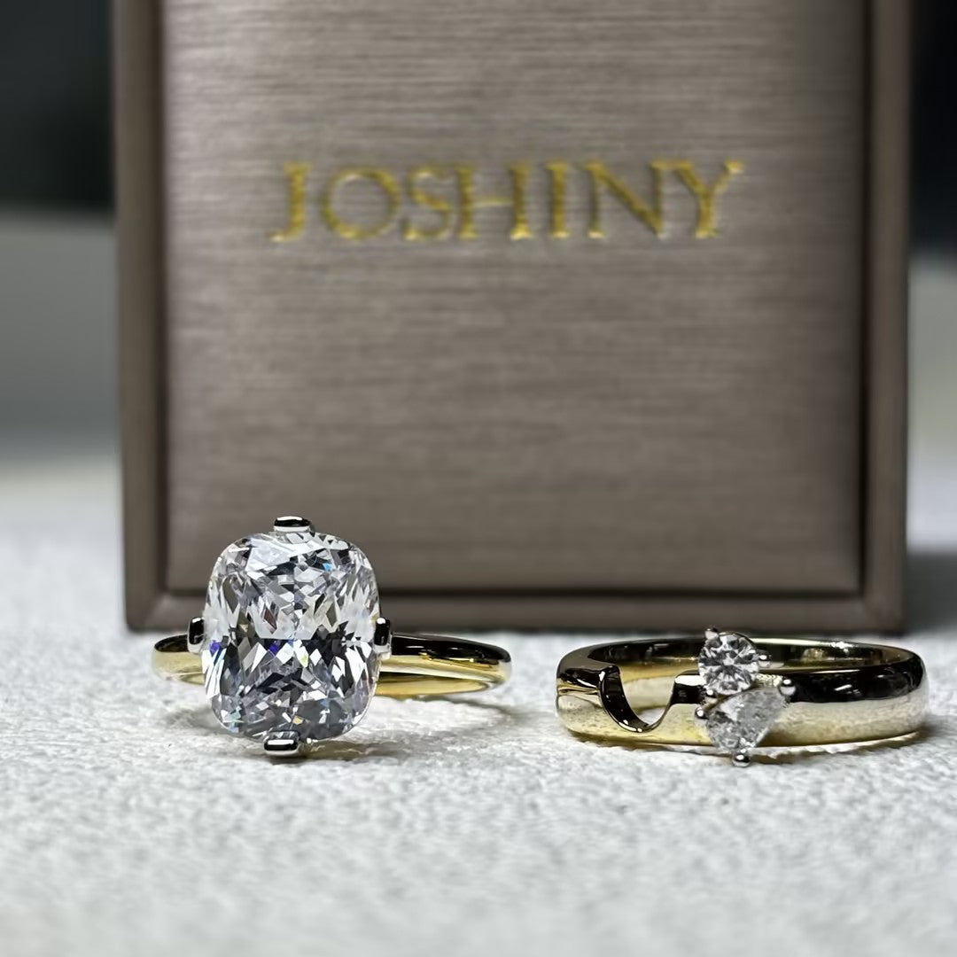 3.0Ctw Rectangular Cushion-Shaped Stacked Engagement Ring-JOSHINY