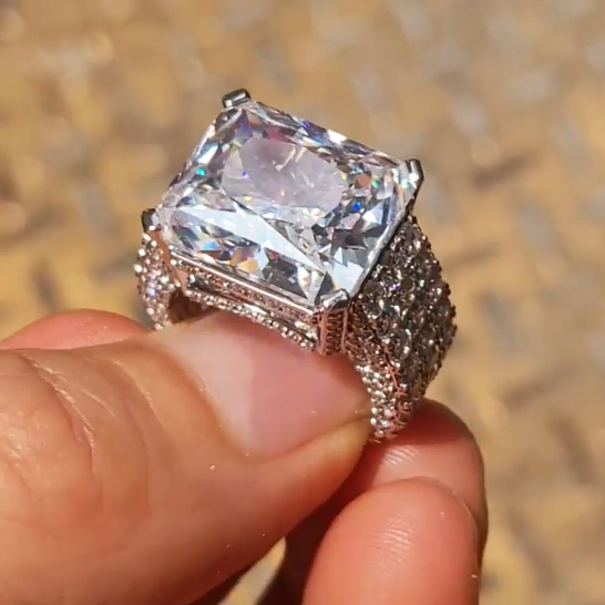 Gorgeous 20 ctw Radiant Cut White Gemstone Full Set Engagement Ring -JOSHINY