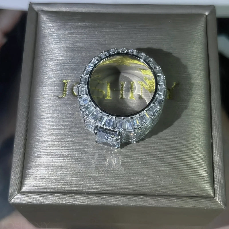 Gorgeous 10 ctw Emerald Cut White Stone Full Set Ring -JOSHINY