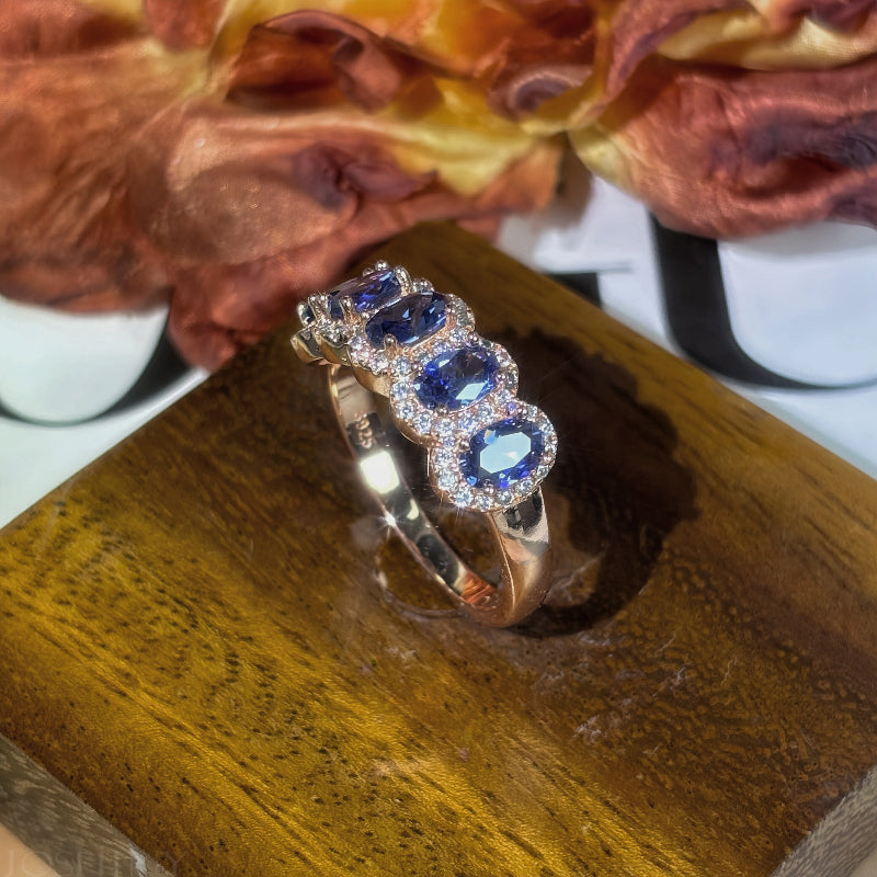 1.5ctw Oval Cut Cornflower Blue lab Sapphire Ring -JOSHINY