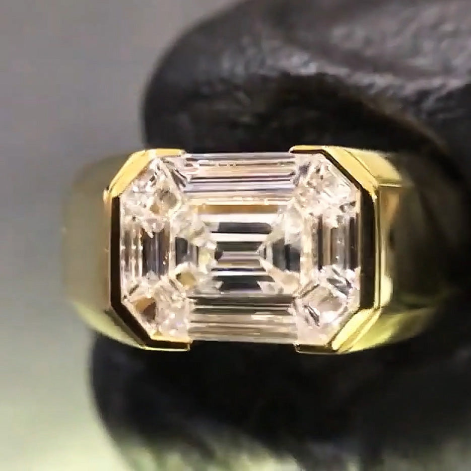 4.0ct Fine Emerald Cut Engagement Ring -JOSHINY