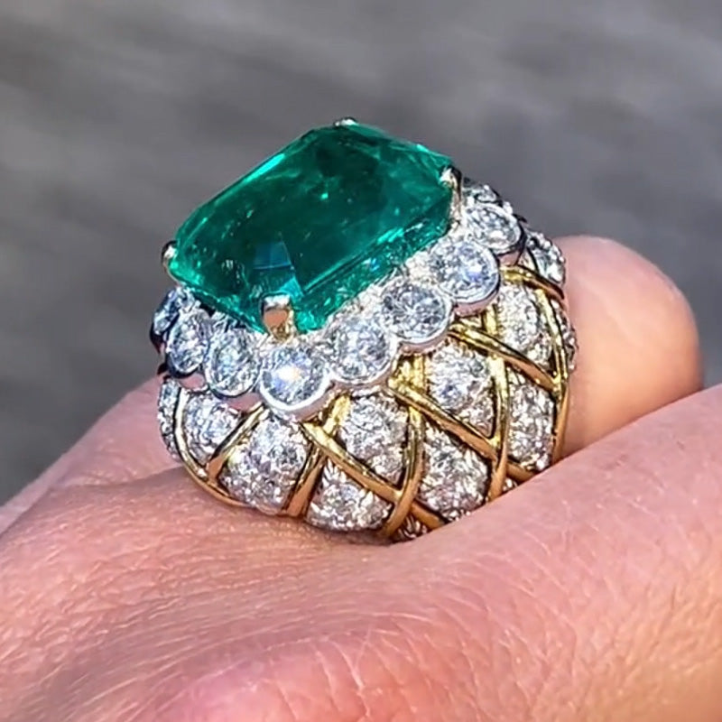 12.67ct Octagon Cut Gorgeous Emerald Ring -JOSHINY