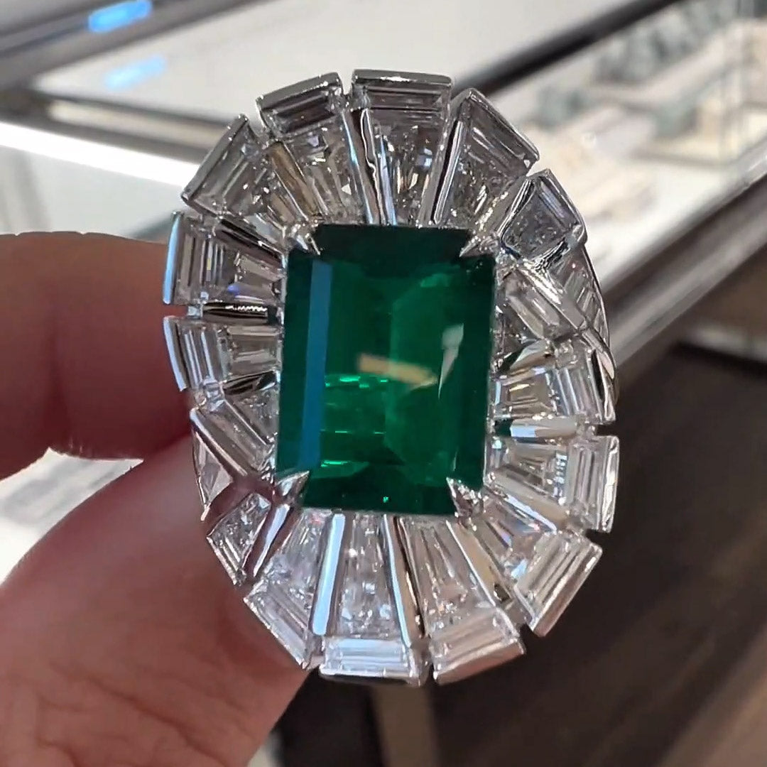 8.0ctw Emerald Cut Art Ring -JOSHINY