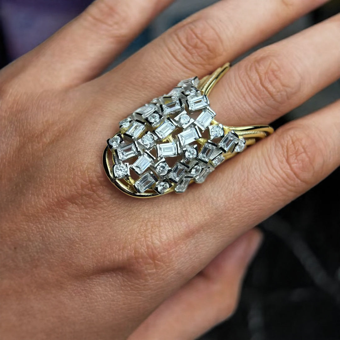 2.0ctw Emerald Round Cut U Shape Fashion Ring-JOSHINY