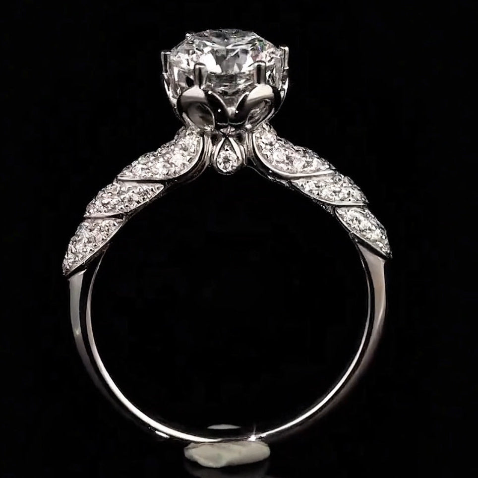 3ctw Romantic Round Cut Engagement Ring -JOSHINY