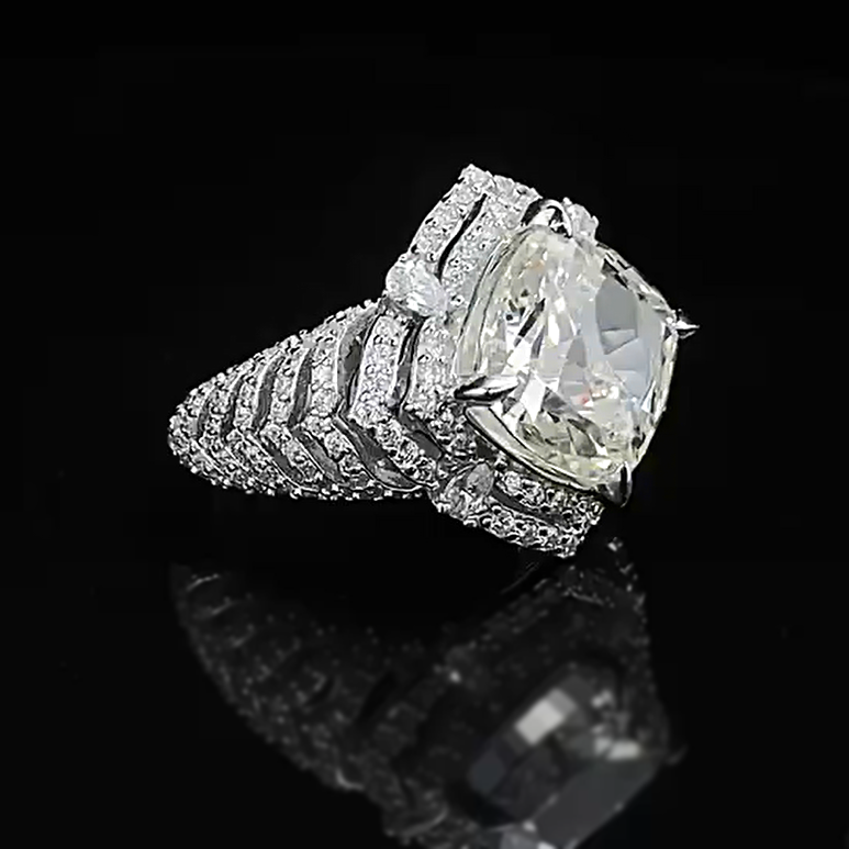 Gorgeous 8 ctw Cushion Cut White Gemstone Engagement Ring -JOSHINY