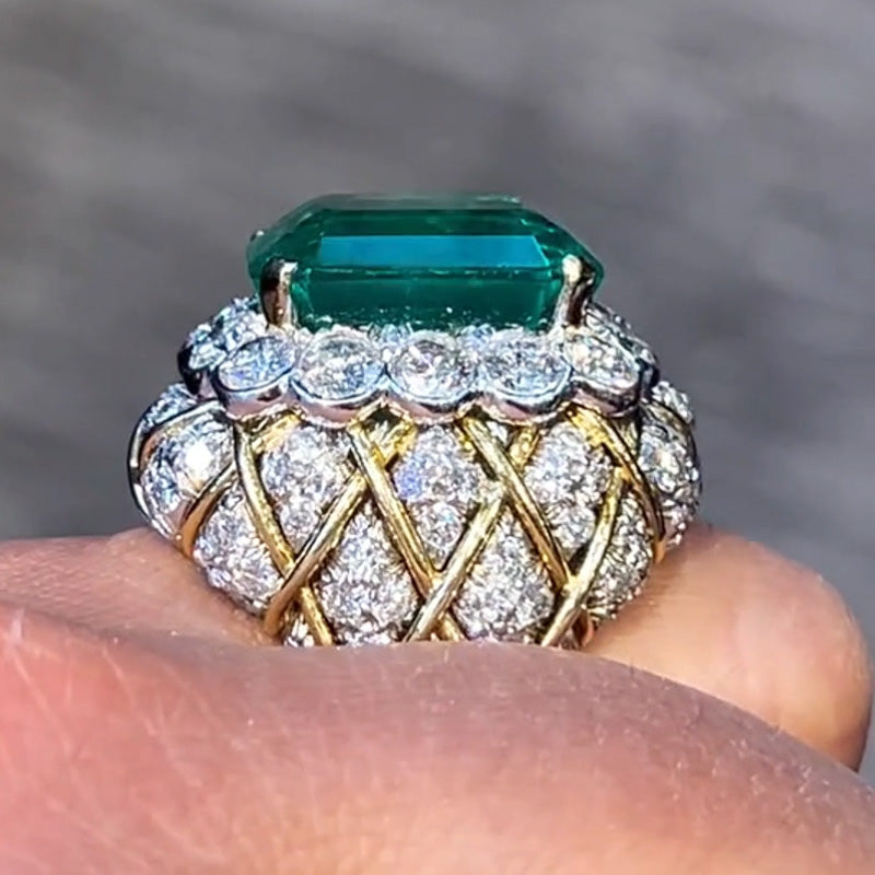 12.67ct Octagon Cut Gorgeous Emerald Ring -JOSHINY