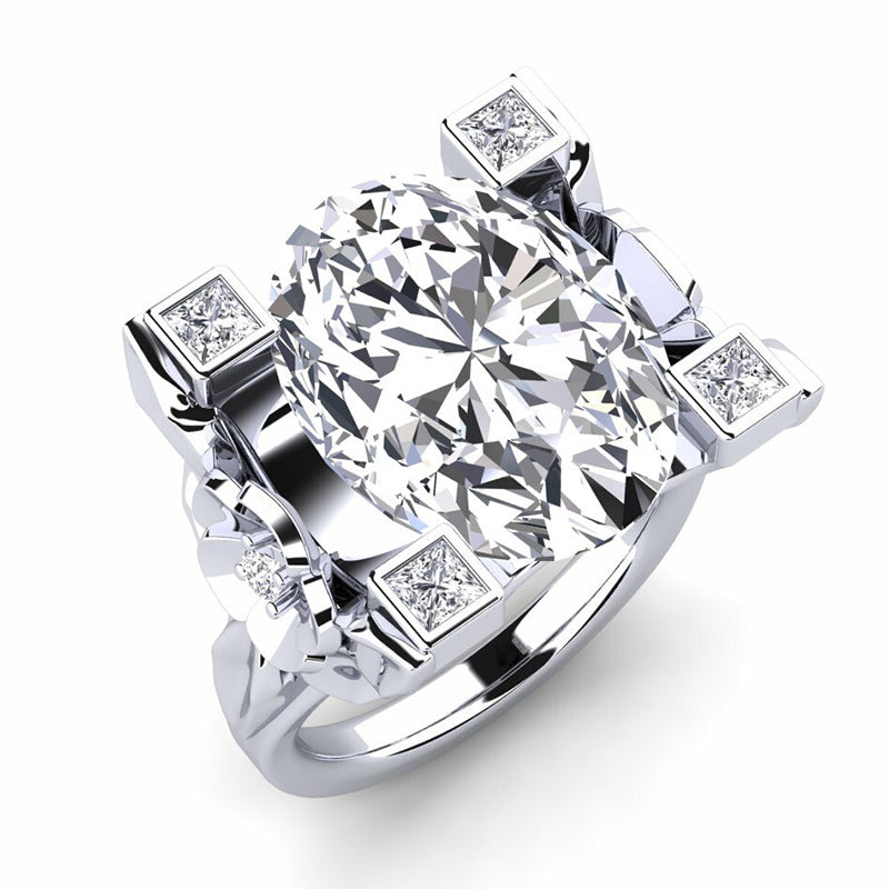 9.0ct Oval Cut Ladies Flower Diamond Ring -JOSHINY