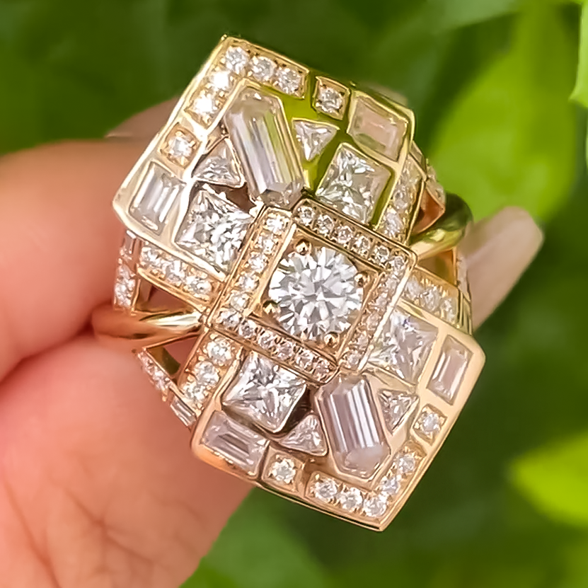 Exquisite 3 ctw Multi-Cut White Gemstone Ring -JOSHINY