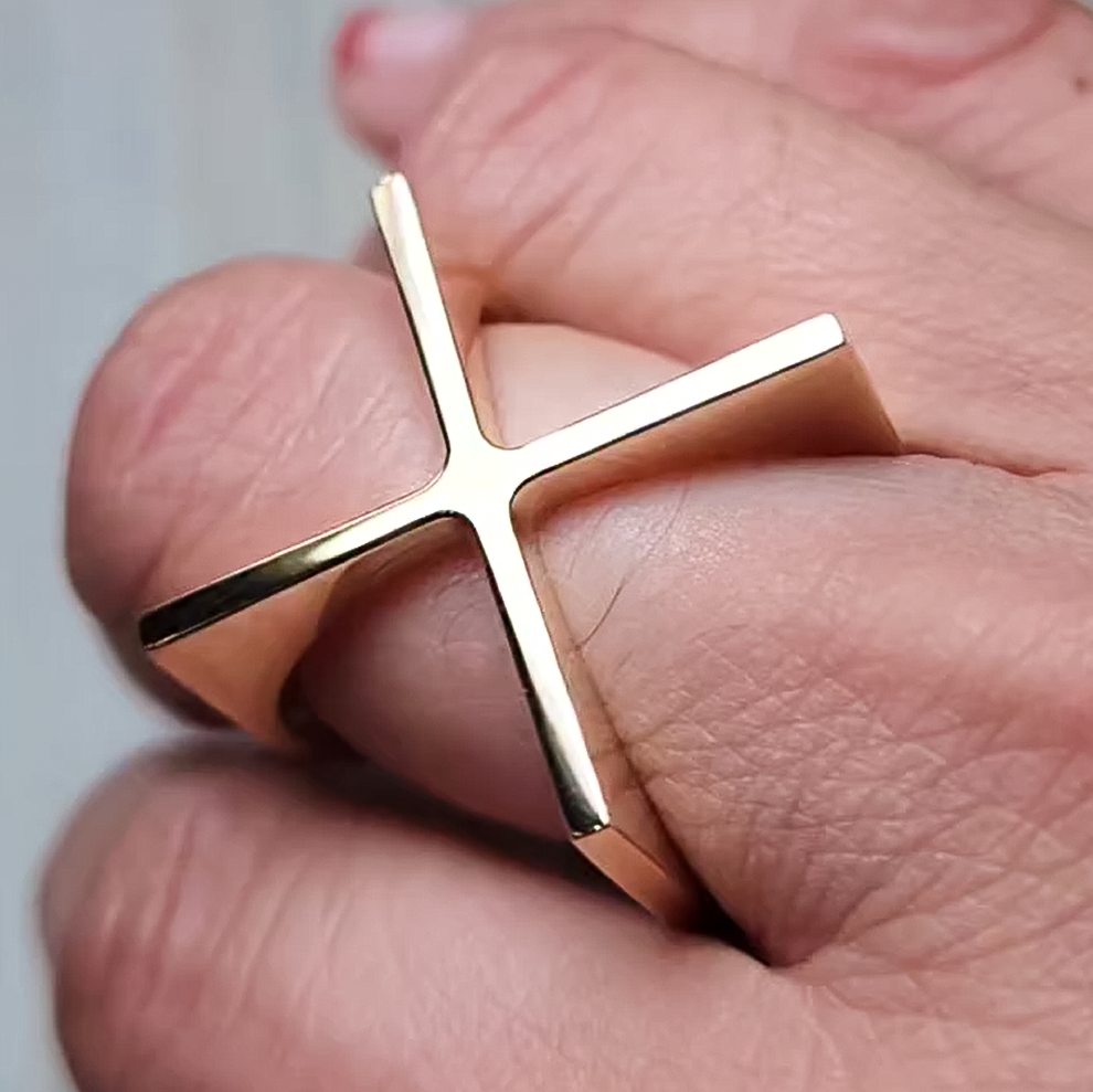 Fashion Gold Cross Ring -JOSHINY