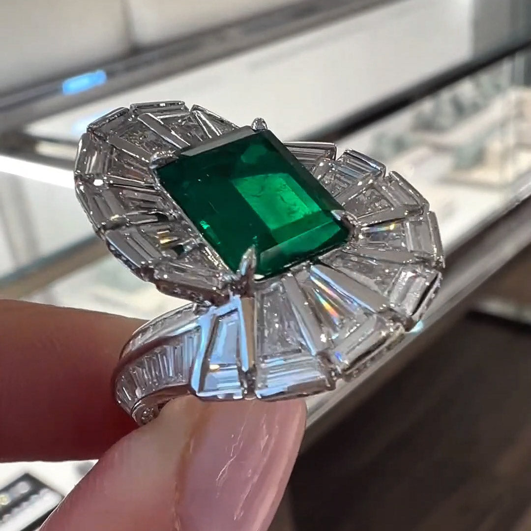 8.0ctw Emerald Cut Art Ring -JOSHINY