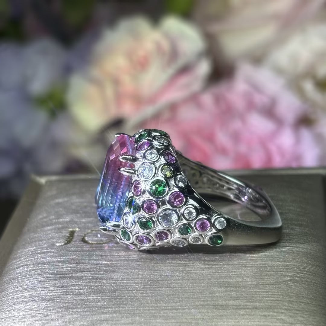 7ctw Watermelon Tourmaline Multicolor Gemstone Ring-JOSHINY