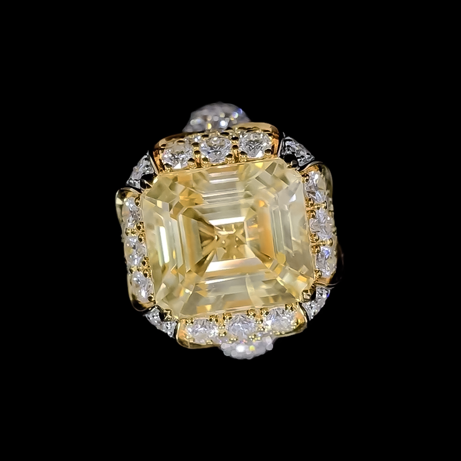 Elegant 12 ctw Octagon Cut Yellow Gemstone Cocktail Ring -JOSHINY