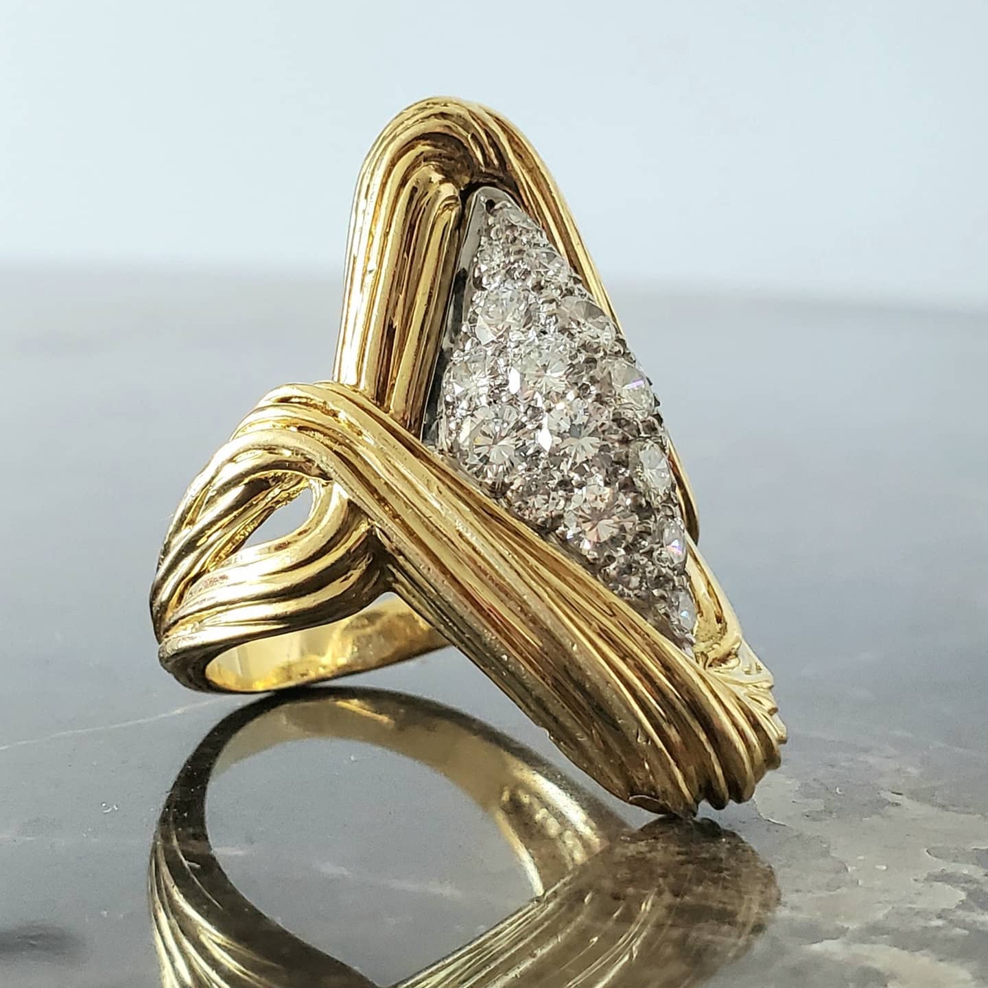 3.55ctw 1970s Vintage Twisted Cluster Gemstone Ring -JOSHINY