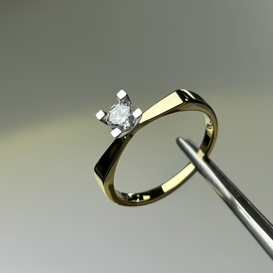 0.17Ctw round gemstone high-foot engagement ring-JOSHINY