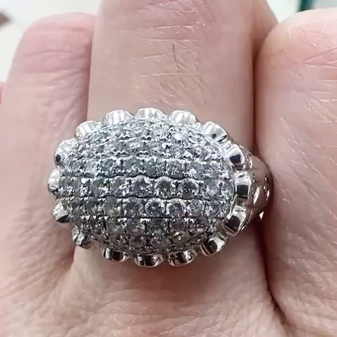 3.0ctw Round Cut Pavé Gemstone Cocktail Ring -JOSHINY