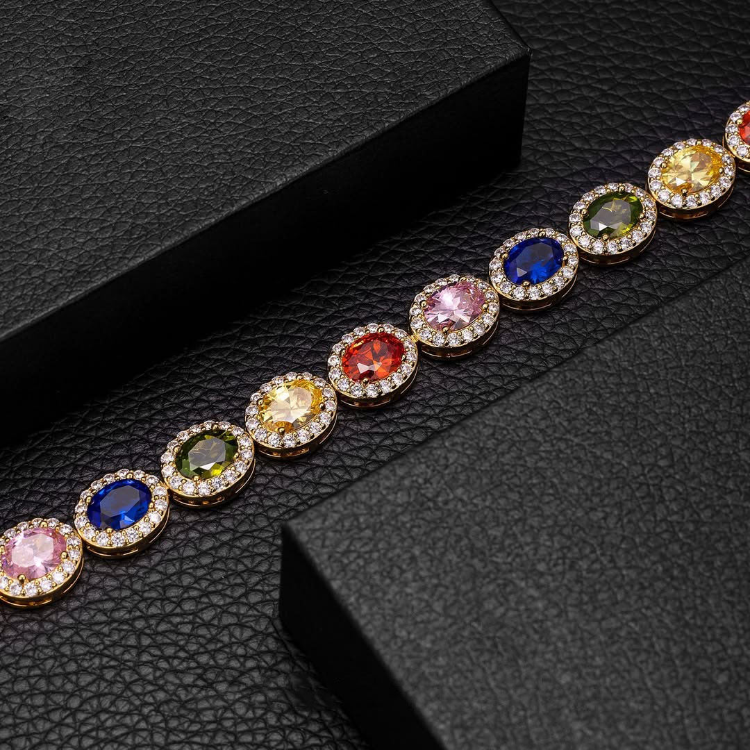 15.83ctw Oval Cut Colorful Gemstone Bracelet-JOSHINY