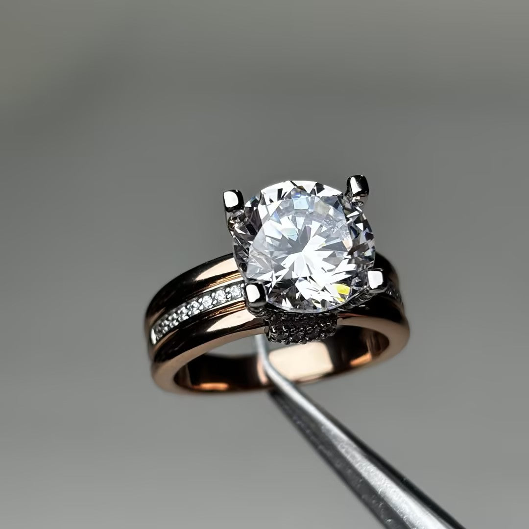 Noble 9 ctw Round Cut White Gemstone Engagement Ring -JOSHINY
