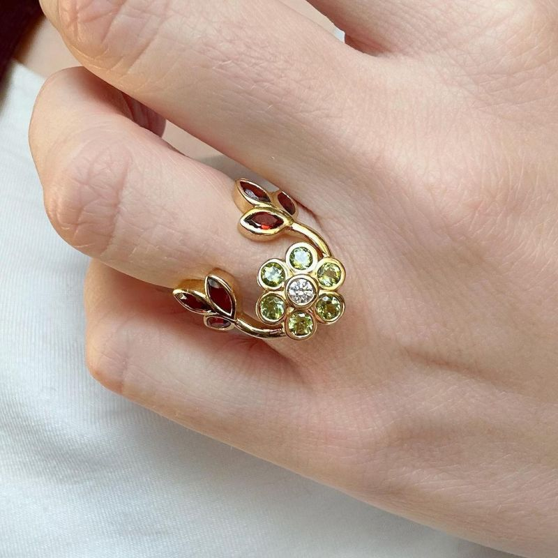 2.0ctw Vintage Flower Cocktail Ring -JOSHINY