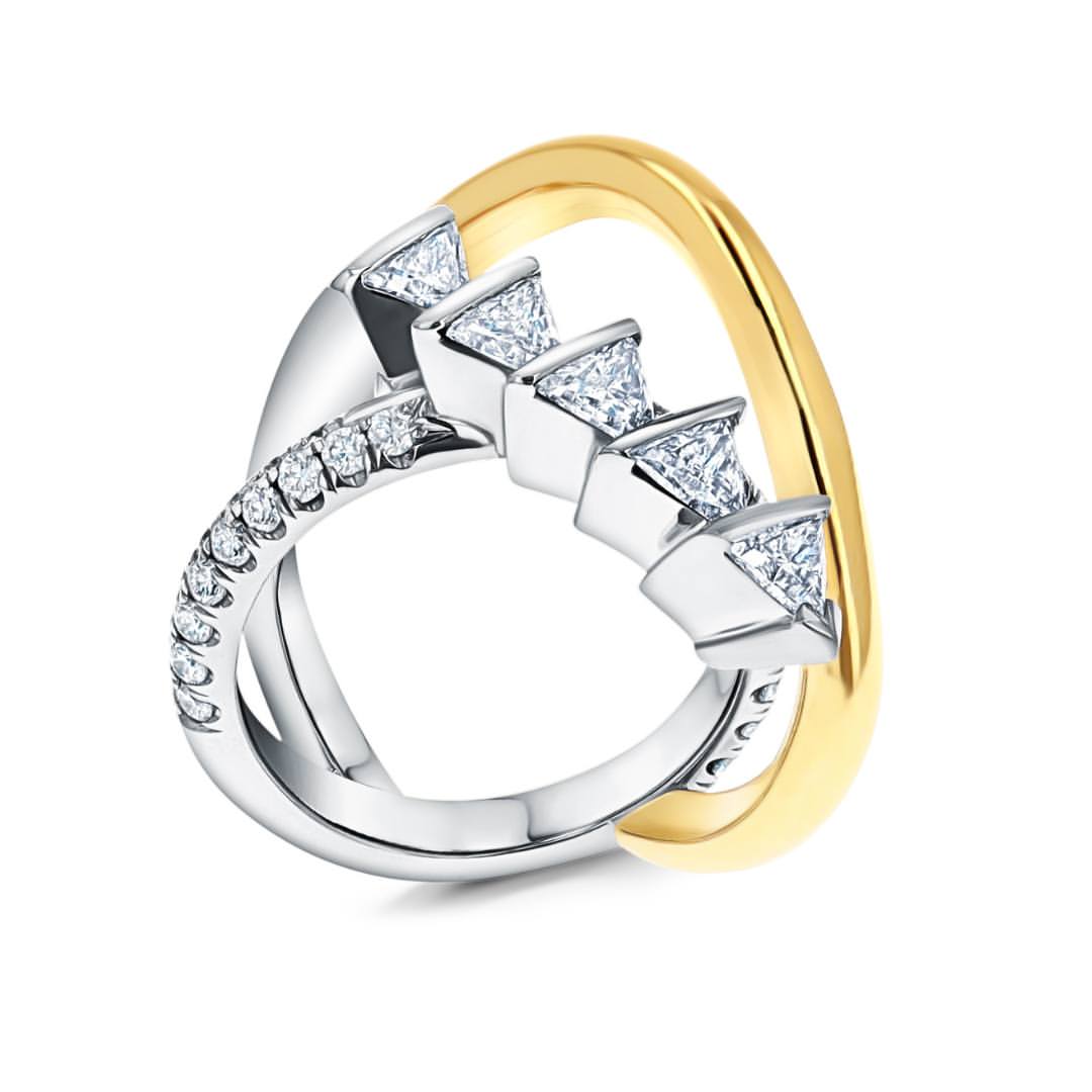 2.0ctw Triangle and Round Cut Casual Style Gemstone Ring-JOSHINY