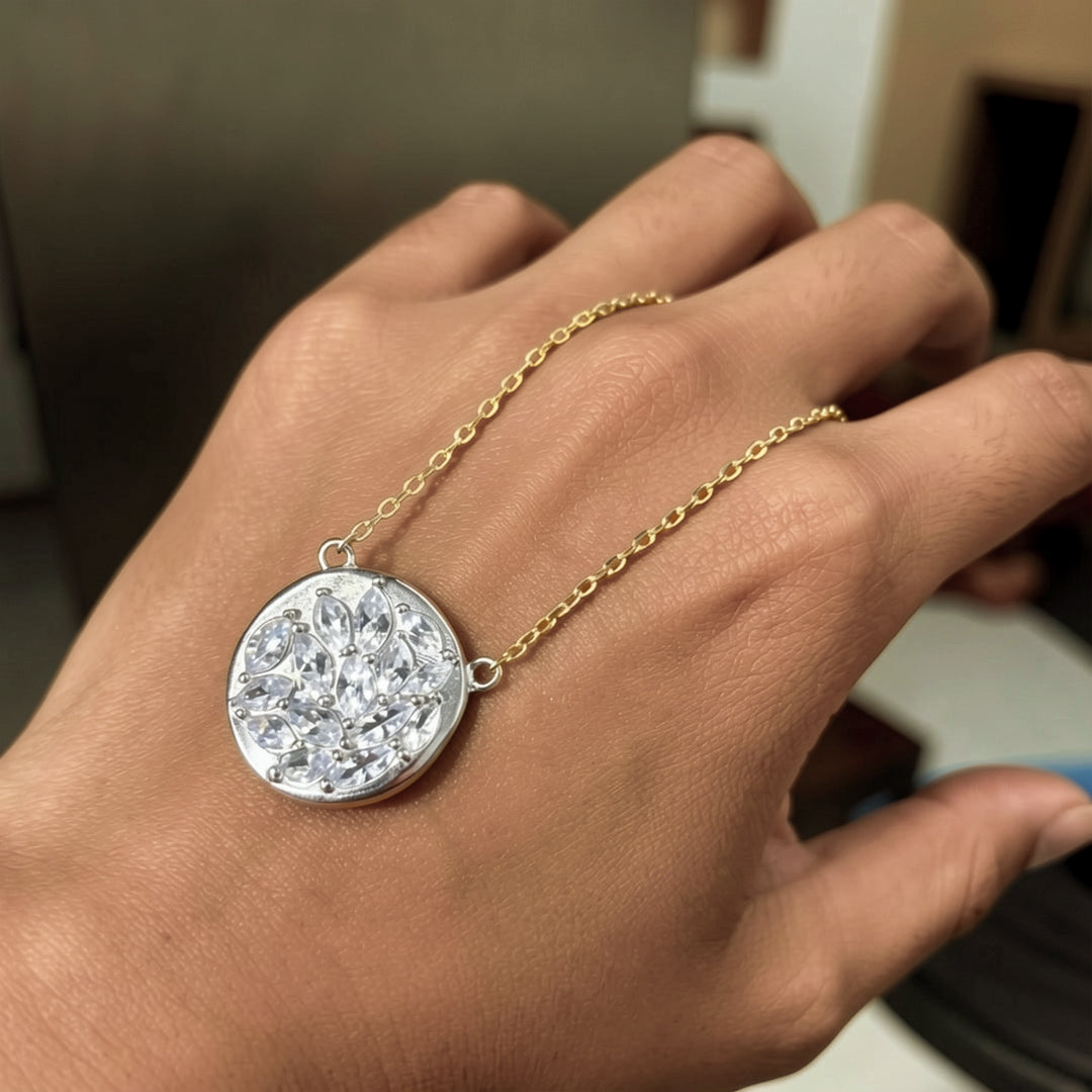 2.35Ctw marquise-cut gemstone broken mirror pendant necklace