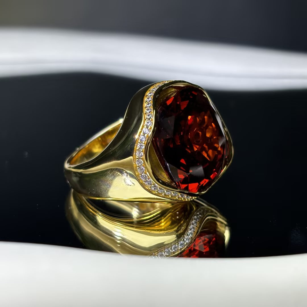 6 Ctw Cushion Cut Red Cubic Zirconia 925 Sterling Silver Ring-JOSHINY