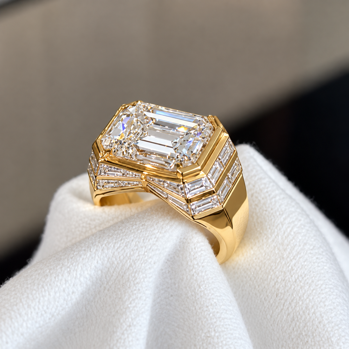 6CTW Octagon Cut White Moissanite Vintage 925 Silver Wedding Ring-joshiny