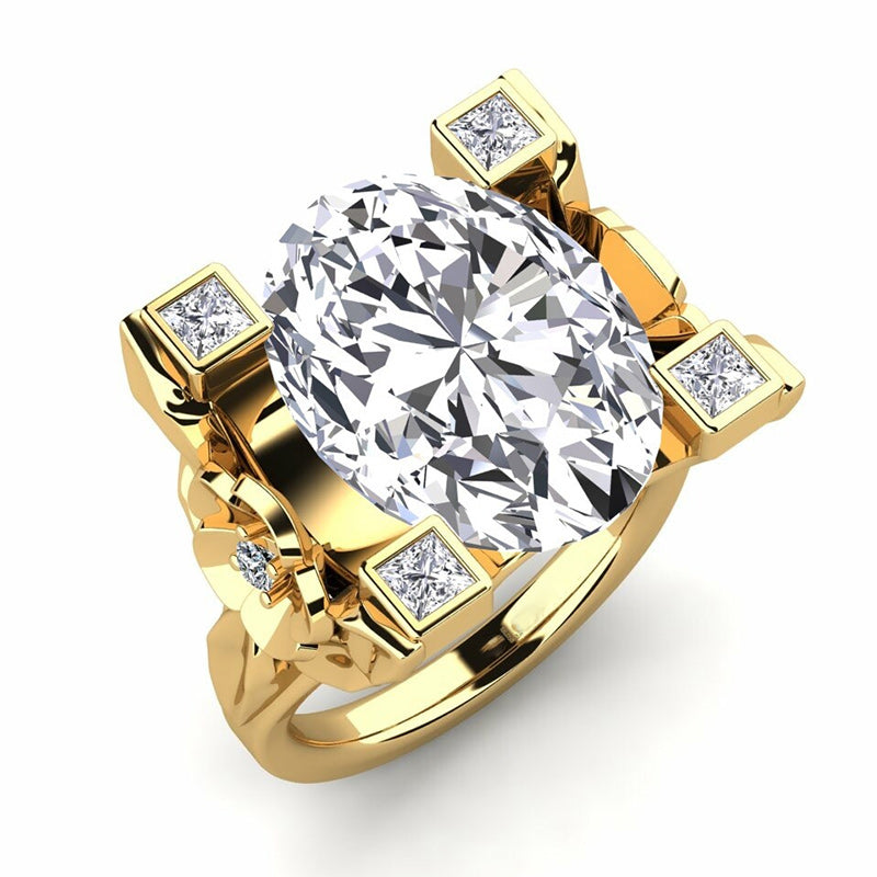 9.0ct Oval Cut Ladies Flower Diamond Ring -JOSHINY