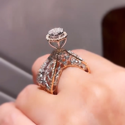 Exquisite 4 ctw Round Cut White Gemstone Engagement Ring -JOSHINY