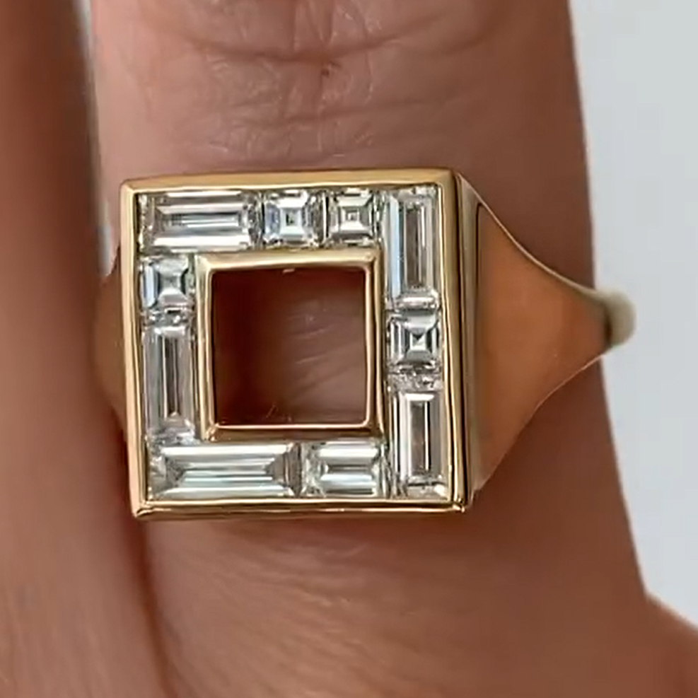 Exquisite 0.4 ctw Baguette & Square Cut White Gemstone Ring -JOSHINY