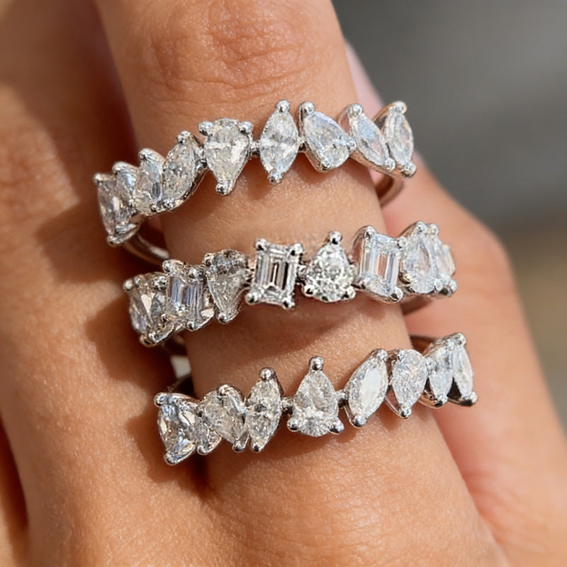 4.8ctw Triple Row Spiral Wrap Gemstone Ring -joshiny