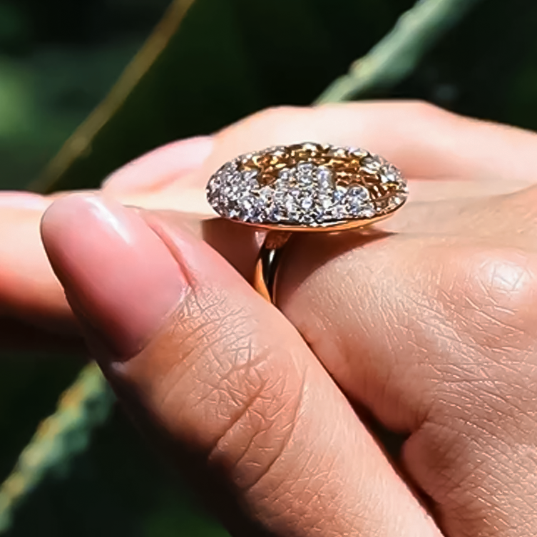 Unique 1.5 ctw Round Cut White Gemstone Skeleton Ring -JOSHINY