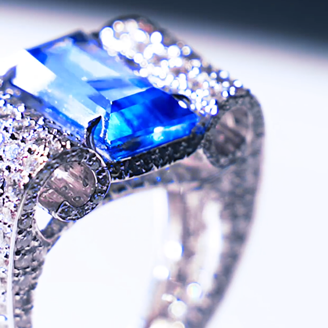 Exquisite 10 ctw Baguette Cut Sapphire Ring -JOSHINY