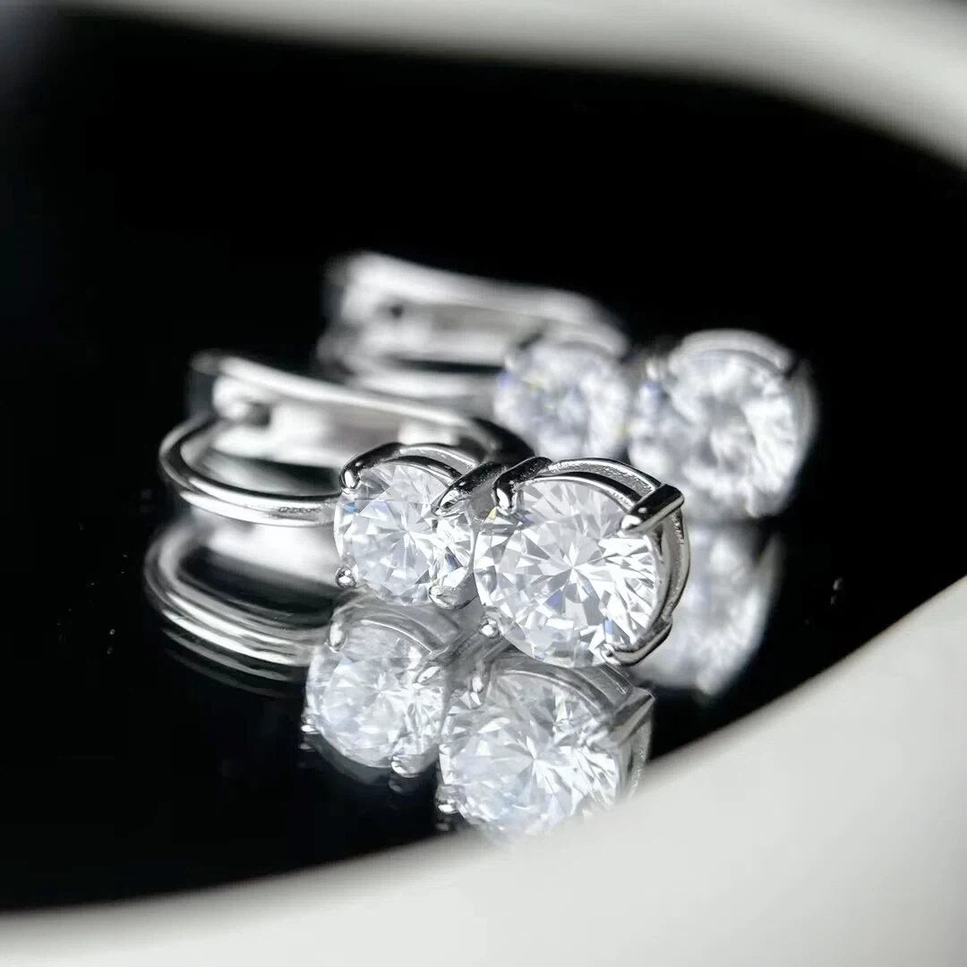 3.3 Ctw Round Cut White Cubic Zirconia 925 Sterling Silver Earrings-JOSHINY