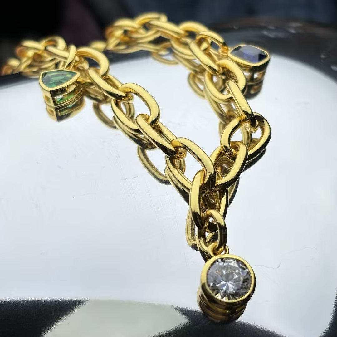 4Ctw Vintage Three Stone Necklace-JOSHINY