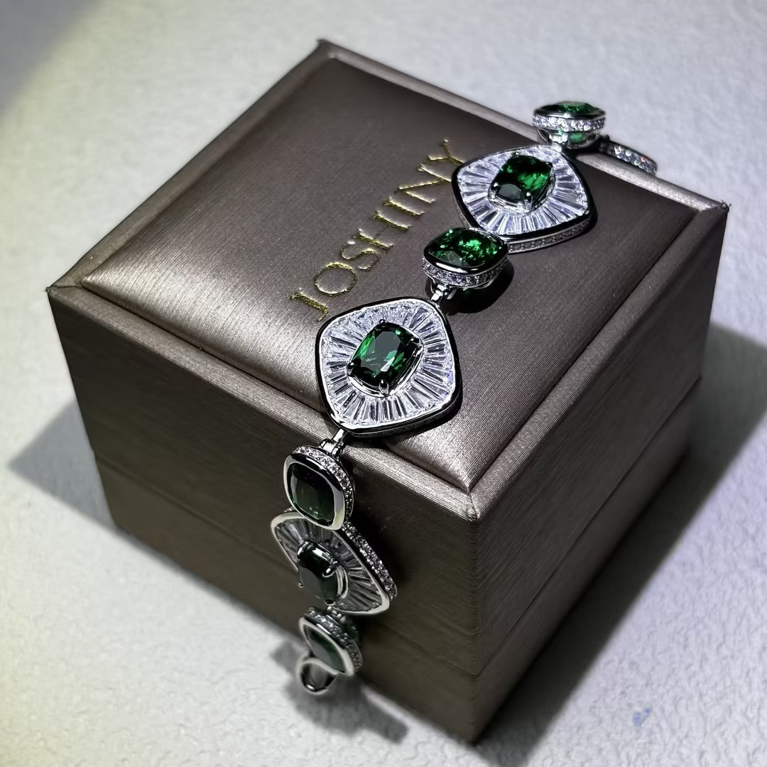 20Ctw cushion-shaped rectangular gemstone bracelet-JOSHINY