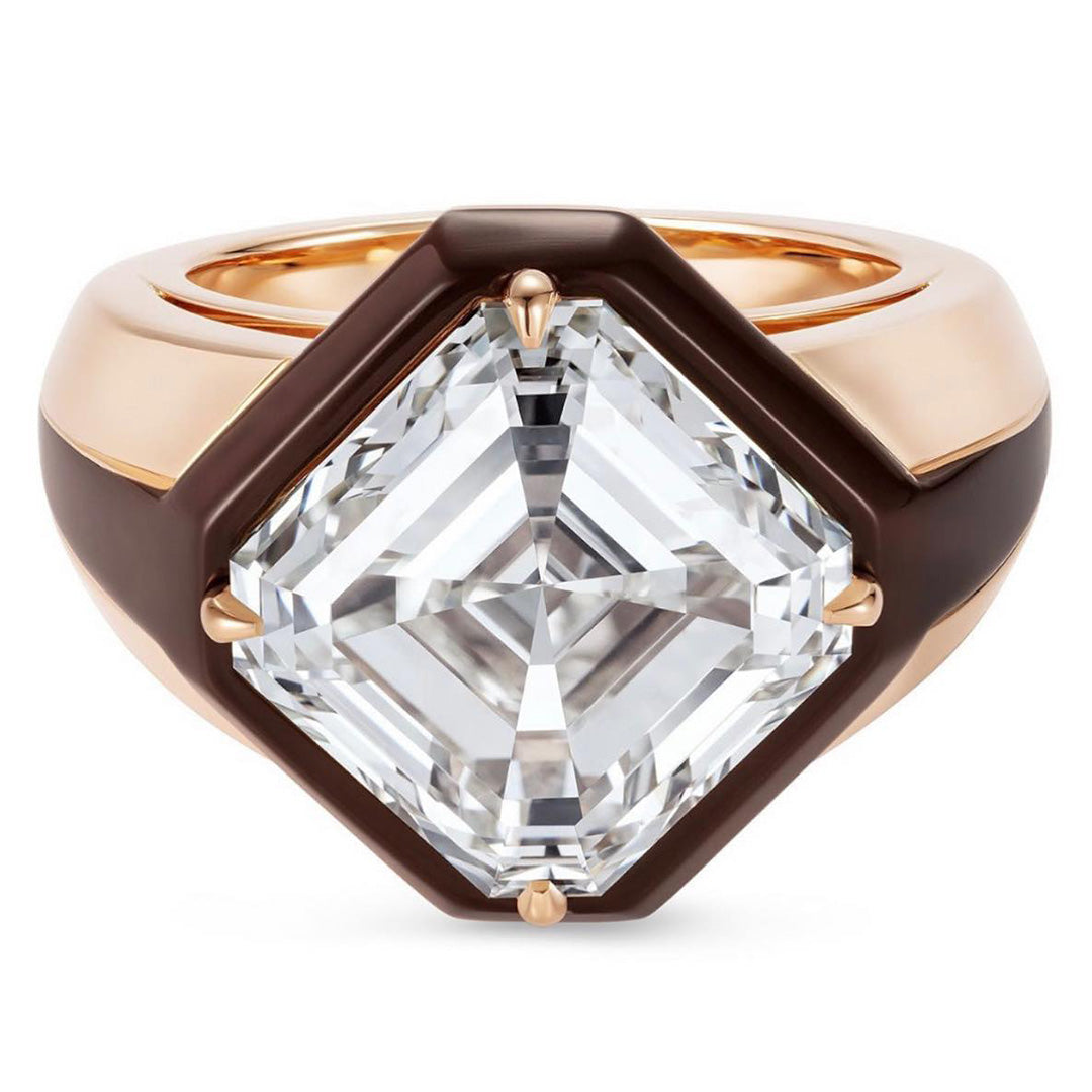 5.8cta Asscher Cut Rose Gold Two Tone Engagement Ring -JOSHINY