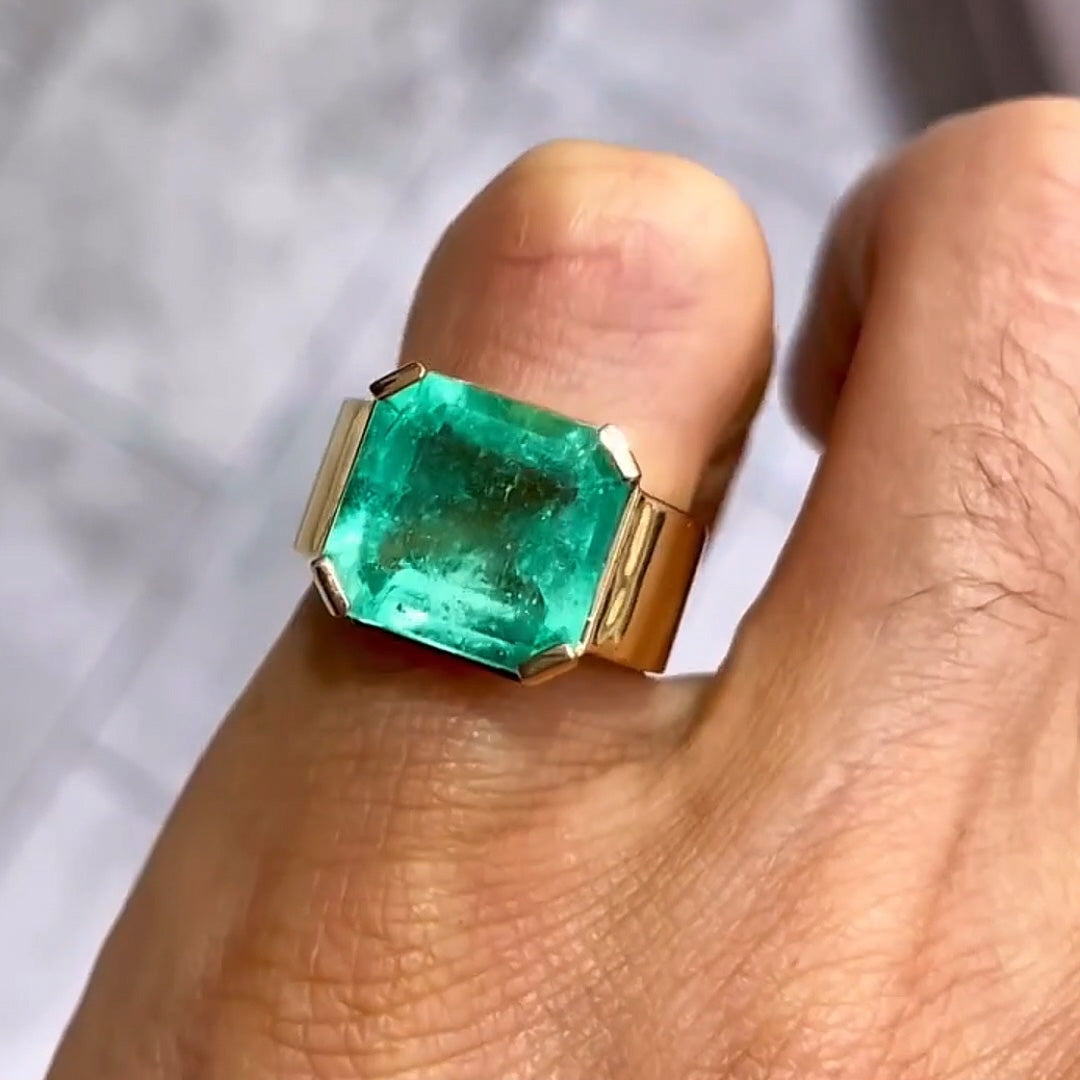 10.03ct Emerald Stamped Gemstone Ring -JOSHINY