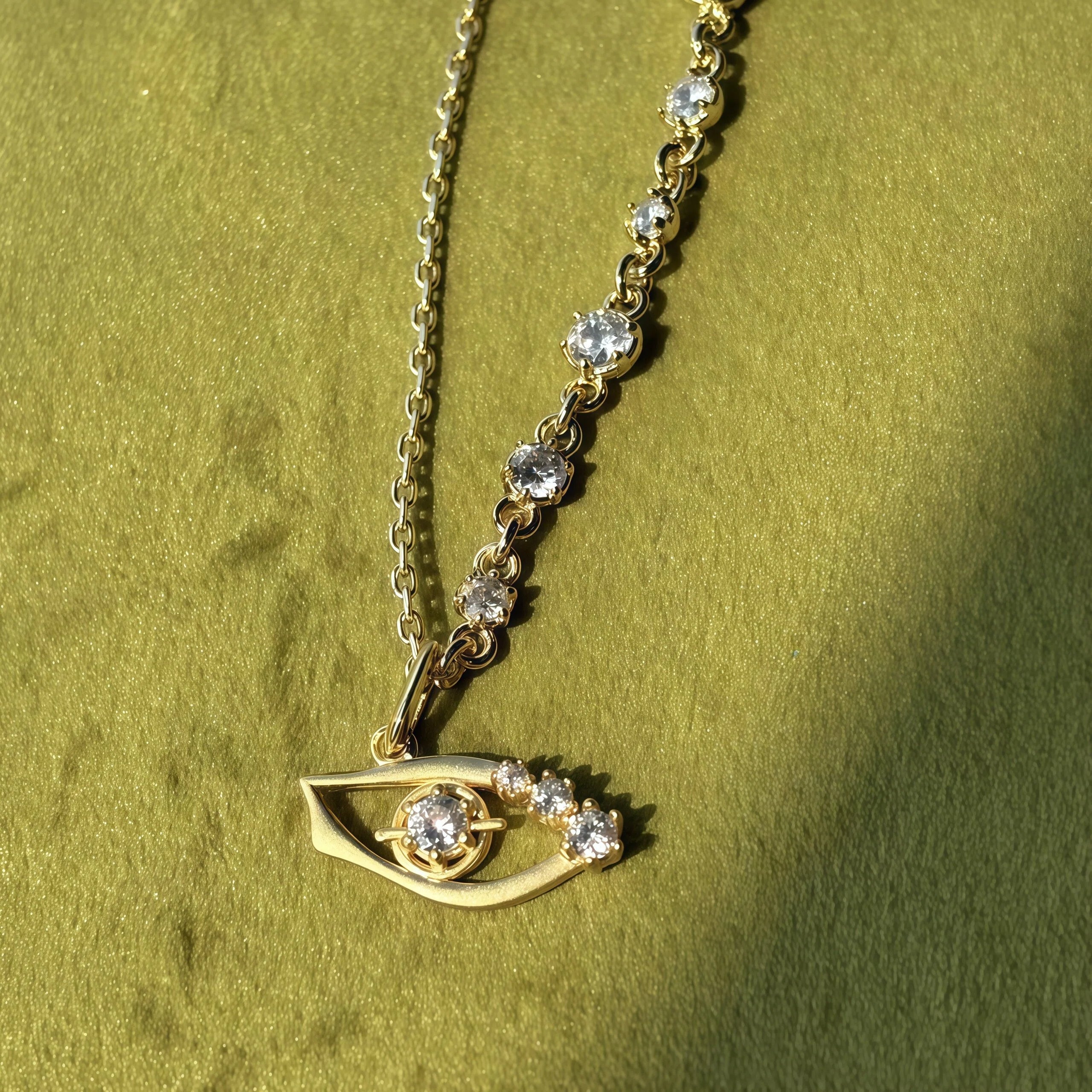 4.5ctw Slanted Eye Gemstone Pendant Necklace-JOSHINY