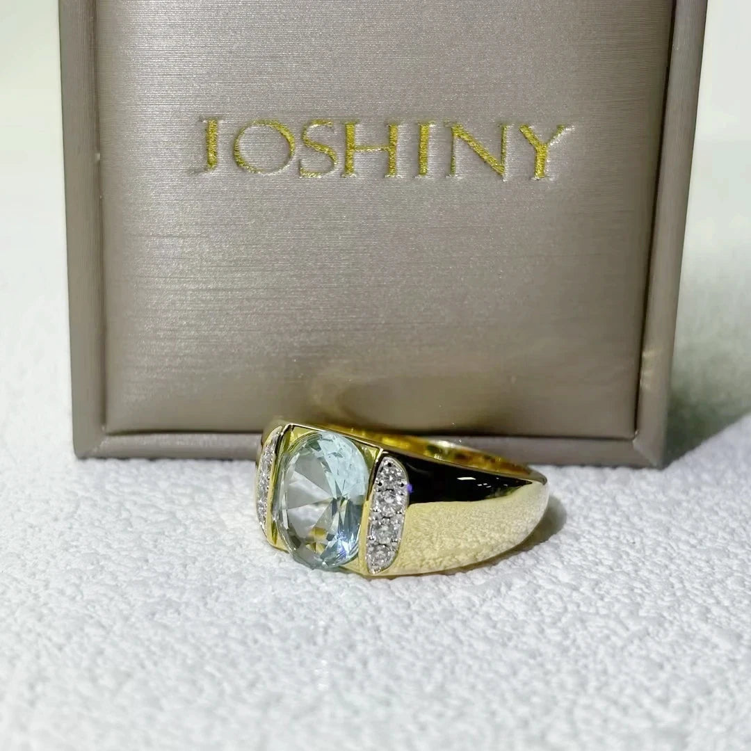 8 CTW Oval Cut Blue Cubic Zirconia Vintage 925 Sterling Silver Ring-JOSHINY