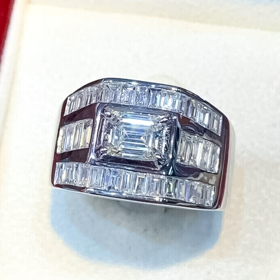 Stylish 4 ctw Emerald Cut White Gemstone Ring -JOSHINY