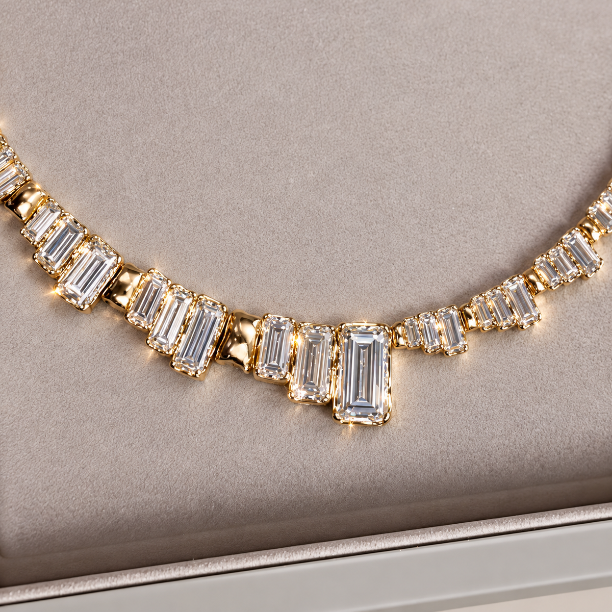 30CTW Baguette Cut White Cubic Zirconia Classic 925 Silver Necklace-joshiny