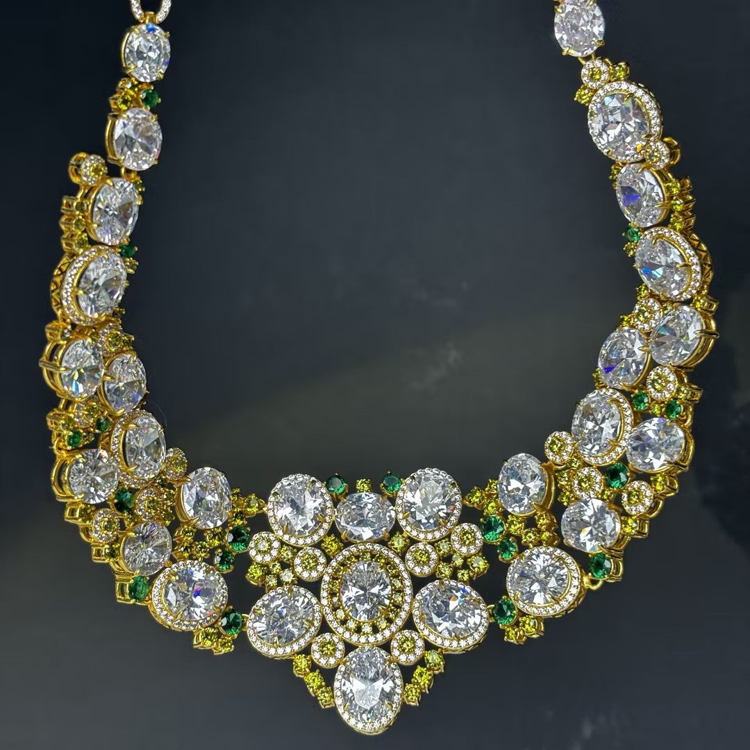 72Ctw Emerald Green Gemstone Necklace-JOSHINY