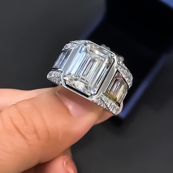 Gorgeous 12 ctw Emerald Cut White Gemstone Ring -JOSHINY