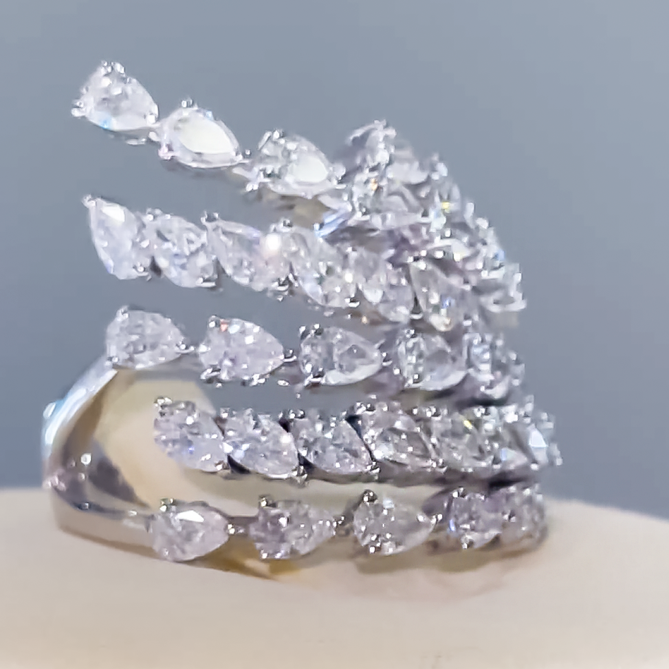 Elegant 2 ctw Pear Cut White Gemstone Cluster Ring -JOSHINY