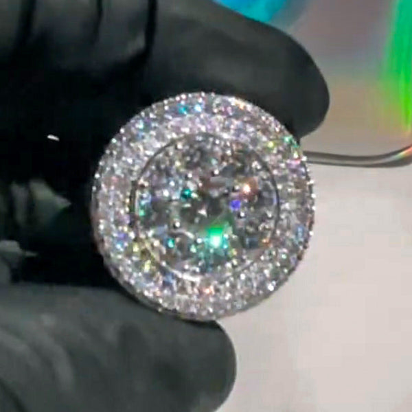 4ct Round Halo Men's Glitter Gemstone Ring -JOSHINY