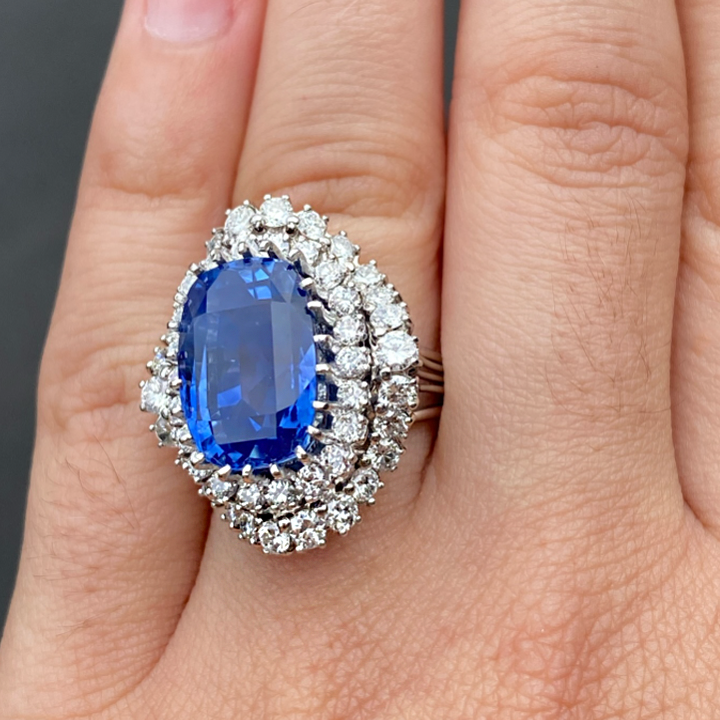 Gorgeous 8 ctw Cushion Cut Sapphire Cocktail Ring -JOSHINY