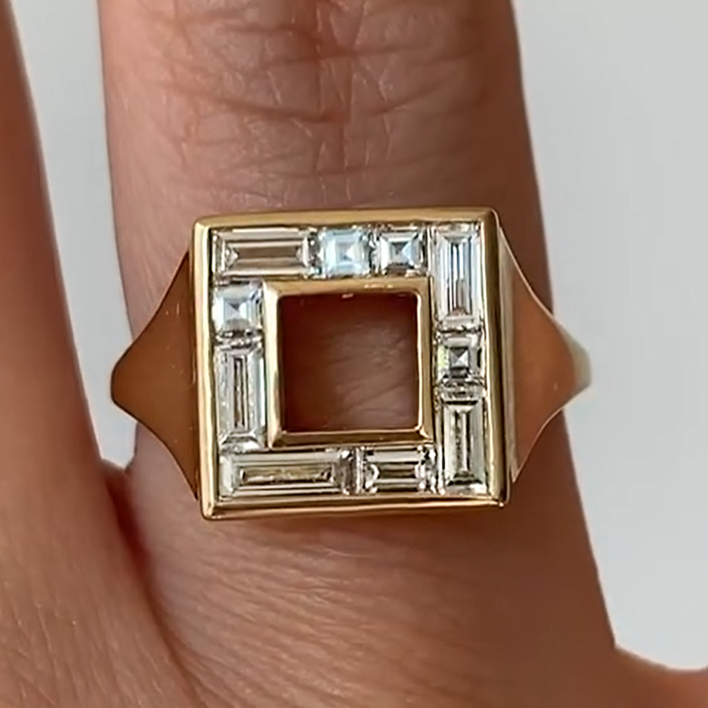 Exquisite 0.4 ctw Baguette & Square Cut White Gemstone Ring -JOSHINY