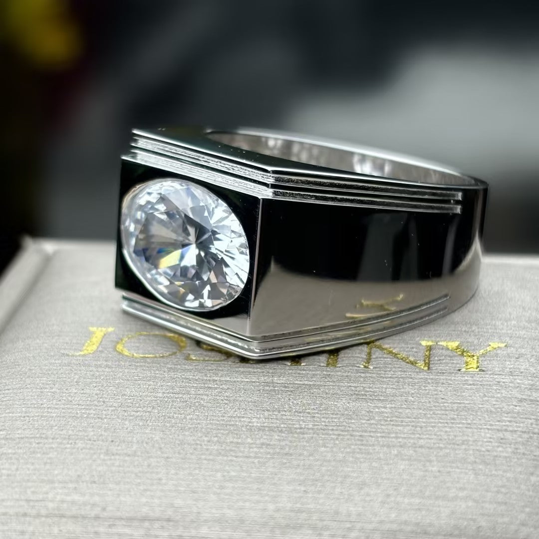 2.5Ct oval single stone men's ring-JOSHINY